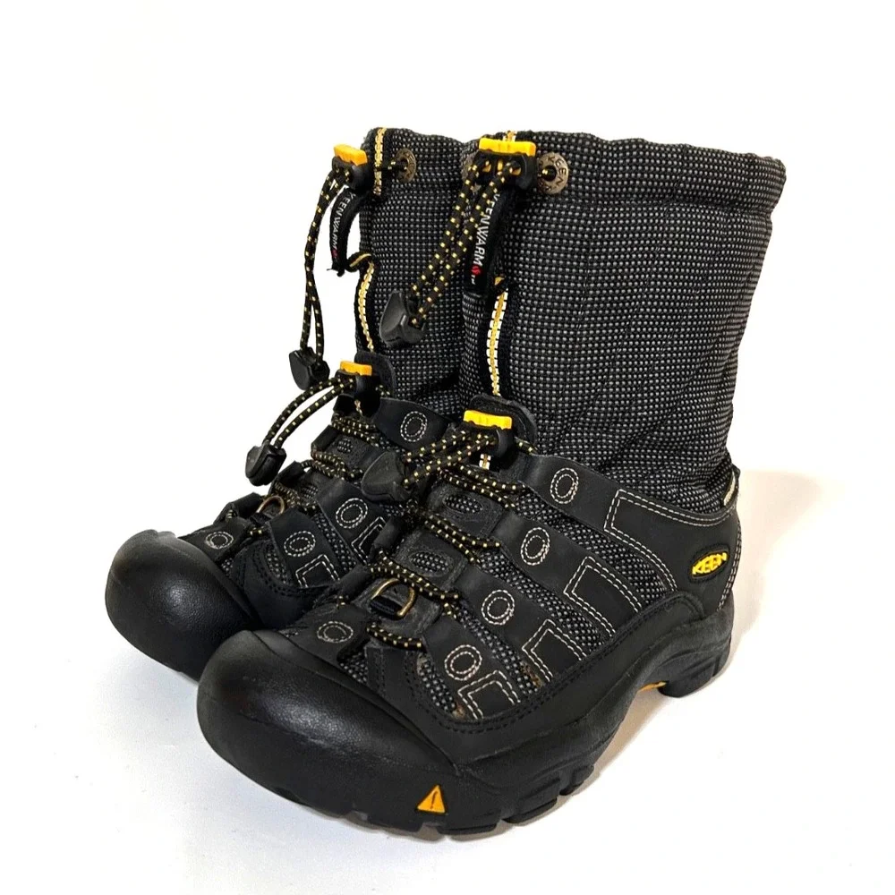 KEEN Unisex Kids EU 31 US 13 Black Waterproof Mid-Calf Snow Boots